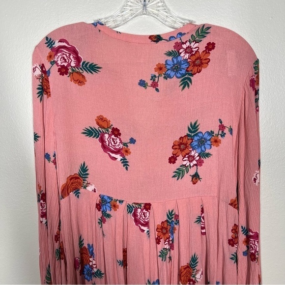 Matilda Jane Let’s Go Out Pink Floral Long Sleeve Flowy Dress Size Medium Rayon - Picture 6 of 8